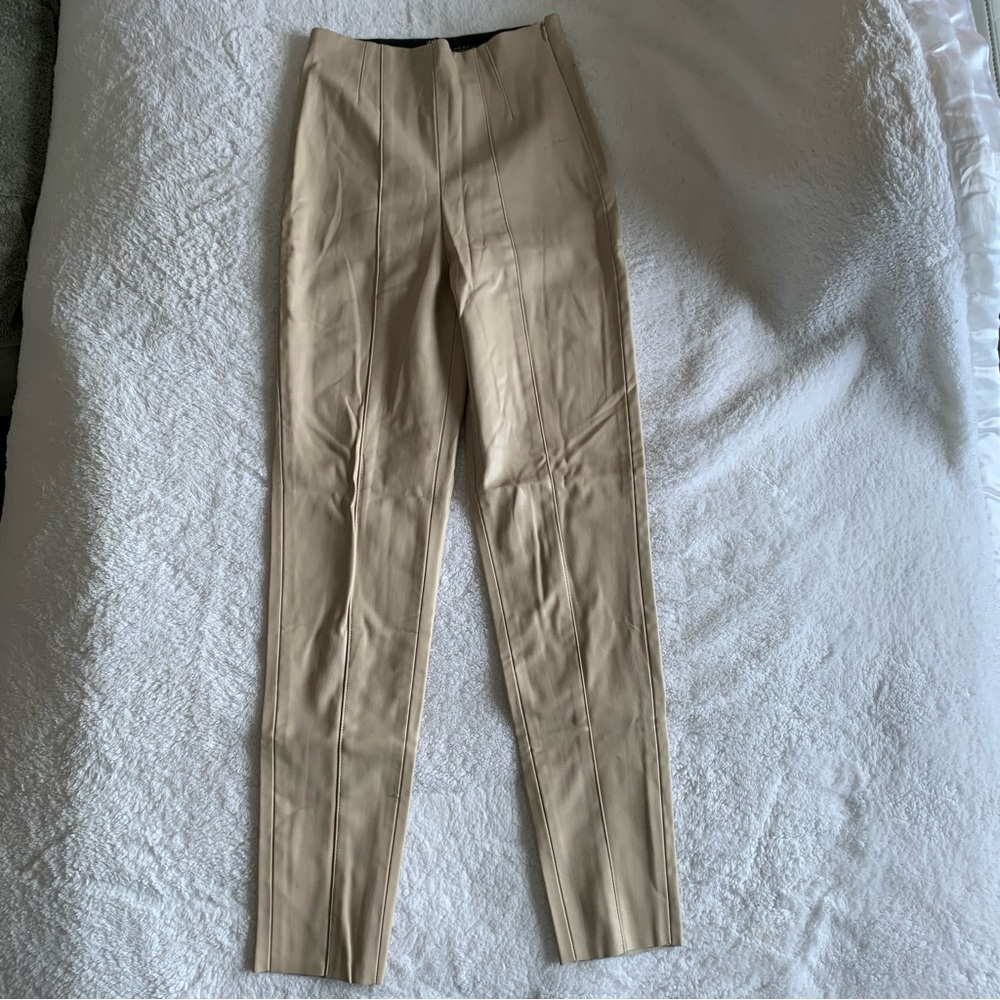 Zara beige faux leather pants size xs